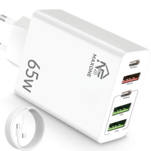 Cargador USB C 65W, Cargador iPhone Carga Rapida Múltiple USBC Enchufe PD+QC Rápido Pared Adaptador Tipo C Movil Cargadors para iPhone 17 16 15 14 13 12 11 Pro MAX Plus,iPad,Samsung USB Charger